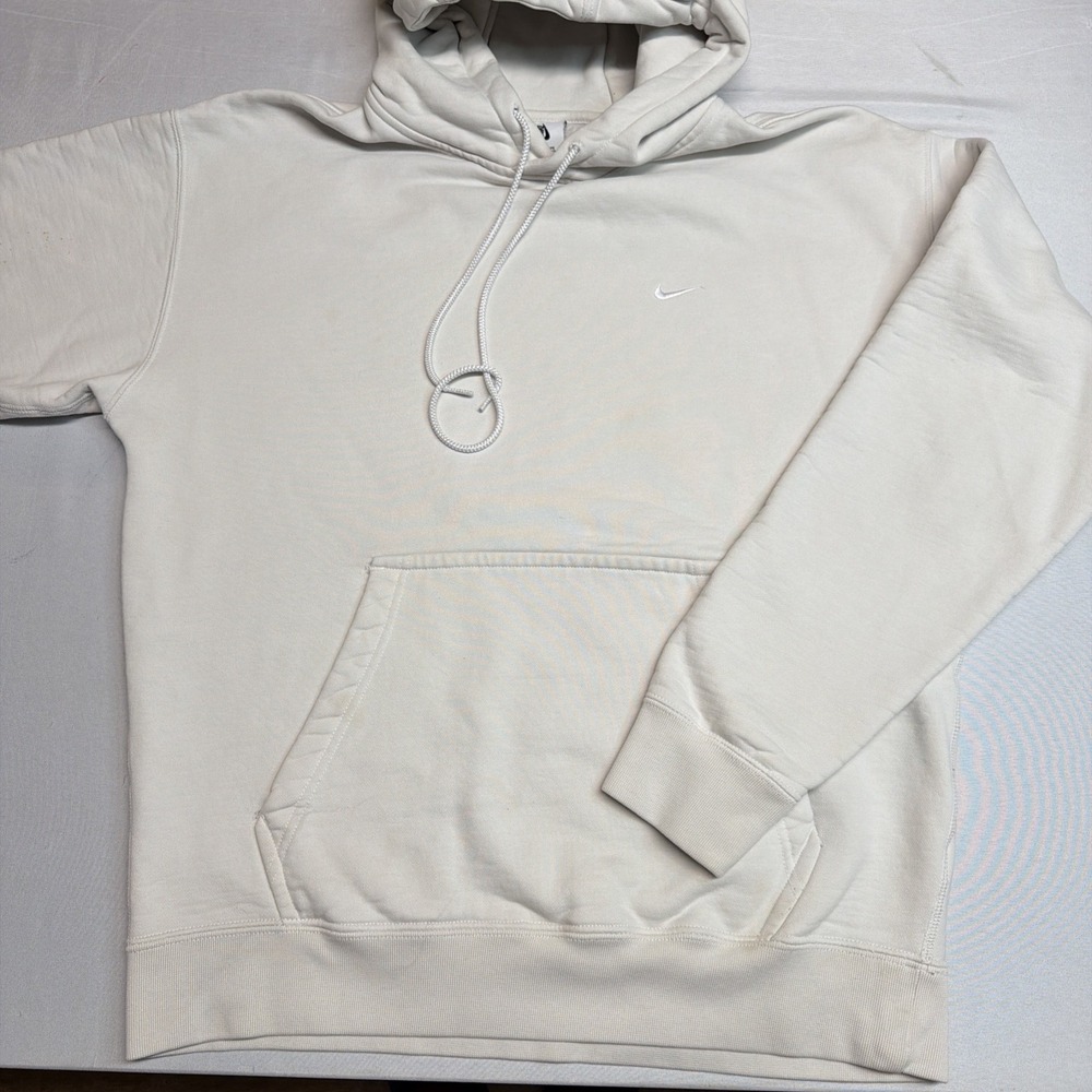 Nike Sportswear Solo Swoosh Men's Fleece Hoodie Medium Tall Phantom White